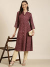 Women Maroon Geometrical A-Line Kurta-AT-A1048-Maroon