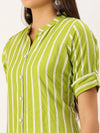 Women's Green Striped Straight Kurta-SKC-3233-Green