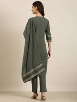 Women Olive Solid Kurta Set-RF-2039-Olive