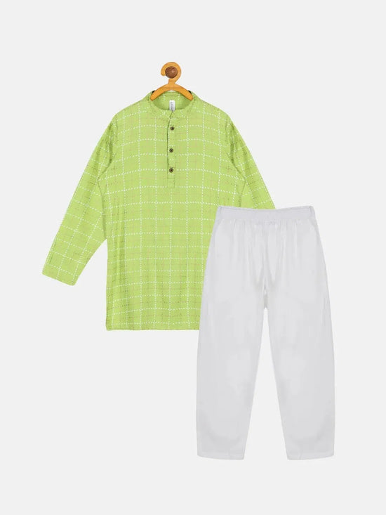 Boys Basic Printed Kurta Pyjama Set-SS23BKURTA038009