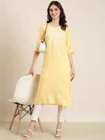 Women Yellow Solid Straight Kurta-NJ-3612218-Yellow