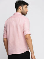 Men Pink Solid Shirt Collar Casual Short Kurta-LAGOM-2014-Pink