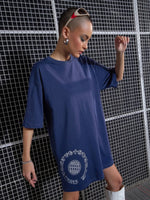 Women Navy FUTOKU Printed Oversized T-Shirt Dress