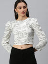 Women's Printed Off White Top-AE-7034-Offwhiteblack