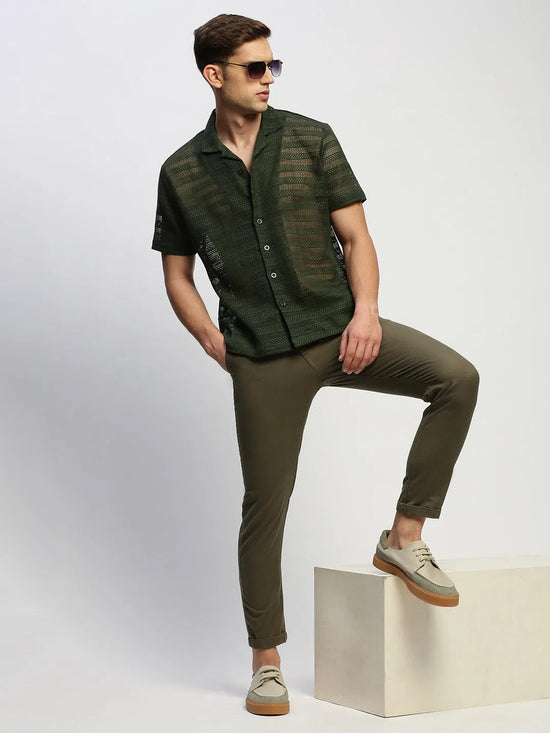 Men Green Solid Shirt-JOUSKA-1740-Olive