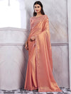 Saree Mall Women's Chiffon Peach Embellished Designer Saree With Blouse Piece-SILVER29006