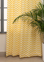 Ikat Chevron 100% cotton geometric curtain for living room - Room darkening - Yellow - Pack of 1-230431048