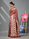 Maroon Katan Silk Banarasi Saree With Zari Woven Designs-MA52KA441380071