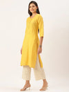 Women's Yellow Solid Straight Kurta-DF-1195-Mustard