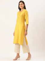 Women's Yellow Solid Straight Kurta-DF-1195-Mustard