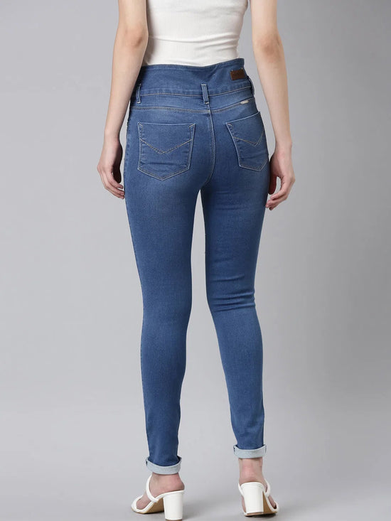 Women Blue Solid Skinny Fit Denim Jeans-LT-205584-1-Blue