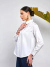 Women White Poplin Pearl Studded Shirt