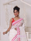 Off White Cotton Handwoven Jamdani Saree-MA64JM401380031