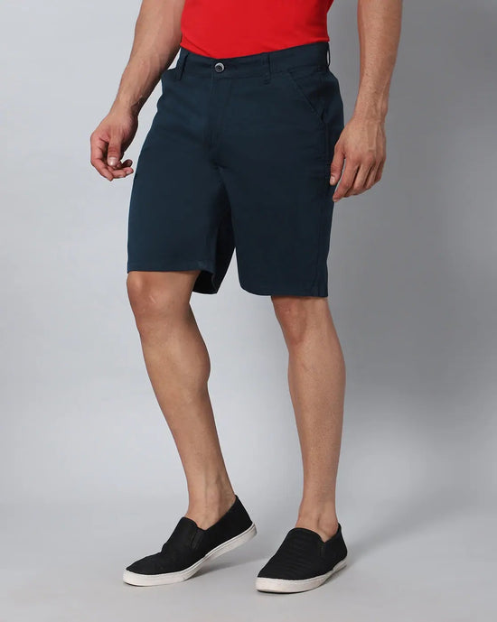 Solid Stretchable Shorts with 3 pockets-Blue-HS6018-30