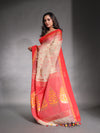 Ecru Cotton Soft Saree With Ikkat Style-MA54BCT041400019