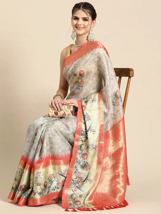 Luxurious Embellished Glow Saree-SZ-DGLEXA-GY-2015