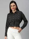 Women's Black Printed Crop Tops-AE-7041-Blackwhite