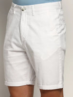 Men White Solid Shorts-ORBIT-10-White