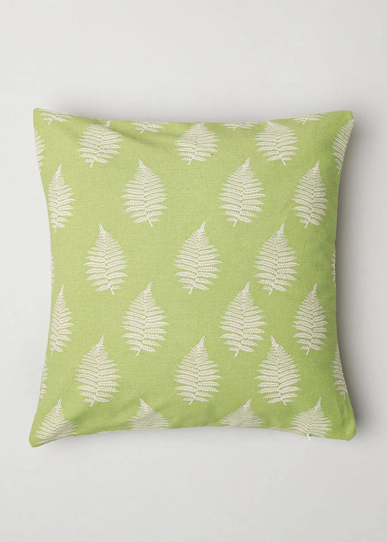 Ferns Printed 100% cotton floral cushion cover for sofa - Green-230454027