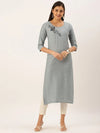 Women's Steel Embellished Straight Kurta-SKC-3228-Steel