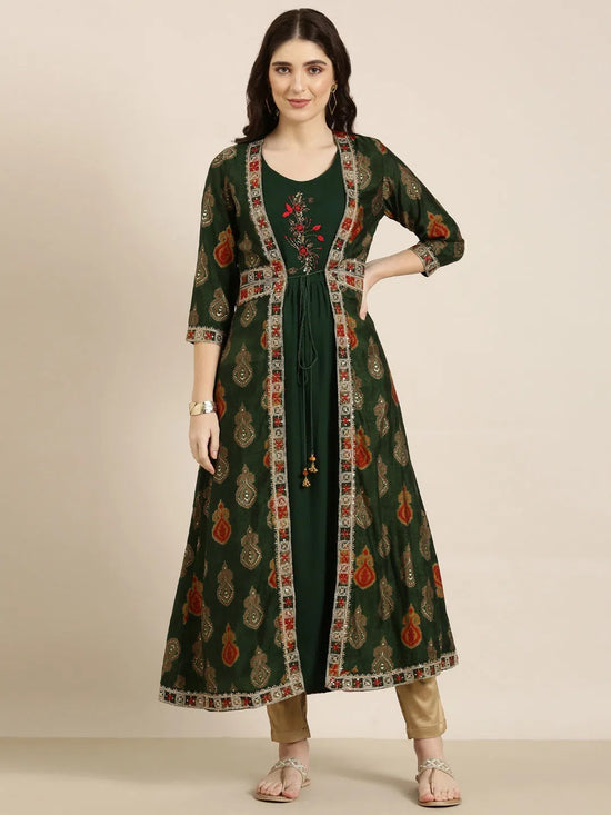 Women Green Solid Anarkali Kurta-FS-2767-Green