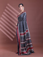 Black Bandhani Print Silk Soft Saree-MA60BSL01400030