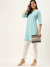 Women's Blue Embellished Straight Kurtas-SKC-2010-Blue