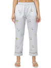 Smarty Pants Women's Silk Satin Grey Color Snoopy Print Night Suit