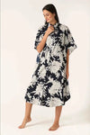 Printed Kaftan in Navy Print