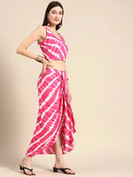 Shrug with crop top and dhoti skirt in Pink