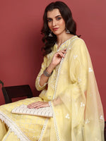 Ahika Organza Solid Yellow Indian Ethnic-PKSKD2433_XS