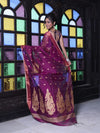 Purple Cotton Saree With Zari Borders-MA64BCT401190048