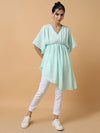 Women's Sea Green Solid Fit and Flare Top-AE-15771-Seagreen