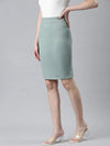 Women Sea Green Solid Pencil Skirt-AE-10610-Seagreen