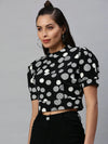 Women's Black Printed Crop Tops-AE-10294-Blackwhite