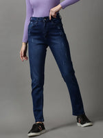 Women's Navy Blue Solid Skinny Fit Denim Jeans-GZ-5340-Navyblue