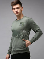 Men Green Solid Sweatshirt-SCAW-37-Green