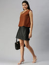 Women Brown Solid Boxy Top-AE-10193-Brown