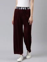 Women Burgundy Solid Track Pant-AN-36-Burgundy