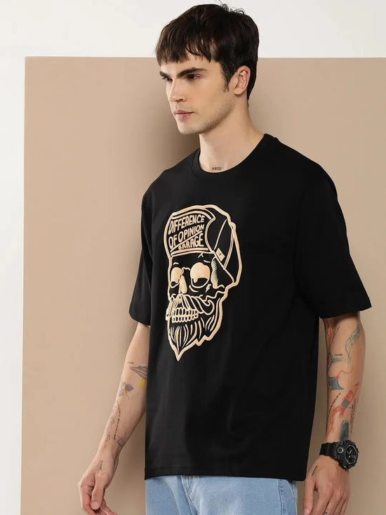 Difference of Opinion Black Graphic Oversized T-Shirt-DOOVR206BLK-S