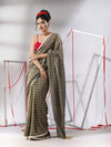 Ecru Cotton Saree With Check Designs-MA55CT06520137