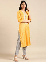 Women's Yellow Printed Straight Kurta-SKC-3375-Yellow