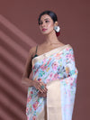 Sky Blue Floral Print Silk Soft Saree With Zari Border-MA60BSL01770006