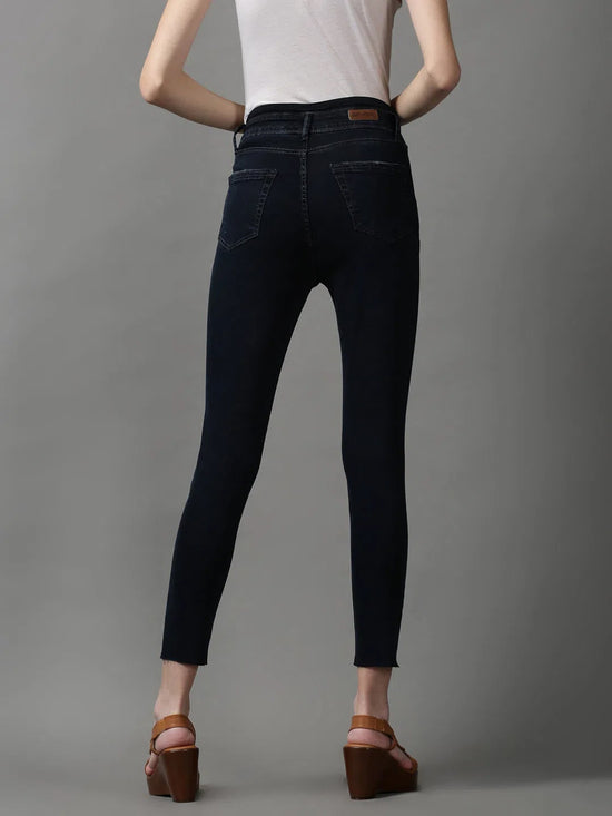 Women's Navy Blue Solid Skinny Fit Denim Jeans-GZ-5190-1-Navyblue