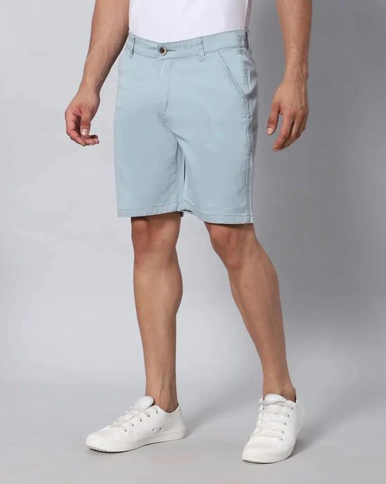 Solid Stretchable Shorts with 3 pockets-Blue-HS6014-30