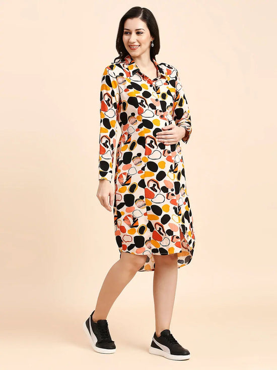 MomToBe Floral Print Maternity Shirt Dress