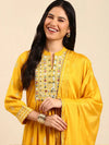 Women's Yellow Printed Kurta Set-SKC-1558-Yellow