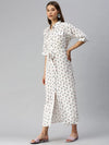 Women's White Printed Shirt Dress-AE-444942-White