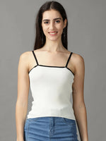 Women's Beige Solid Fitted Crop Top-TG-A0019-Cream