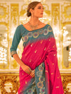 Saree Mall Women's  Blend Pink Woven Design Designer Saree With Blouse Piece-NEYTIRI440005